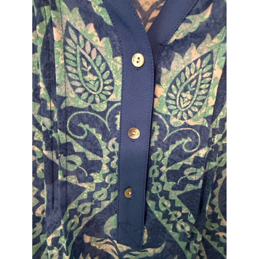Ruby Rd. Blouse L Blue Paisley - Picture 6 of 8